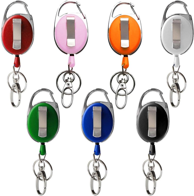HoAoOo Retractable Badge Reel with Claw Clasp and Clip for Id Card Holders (7Pack) - Image 1